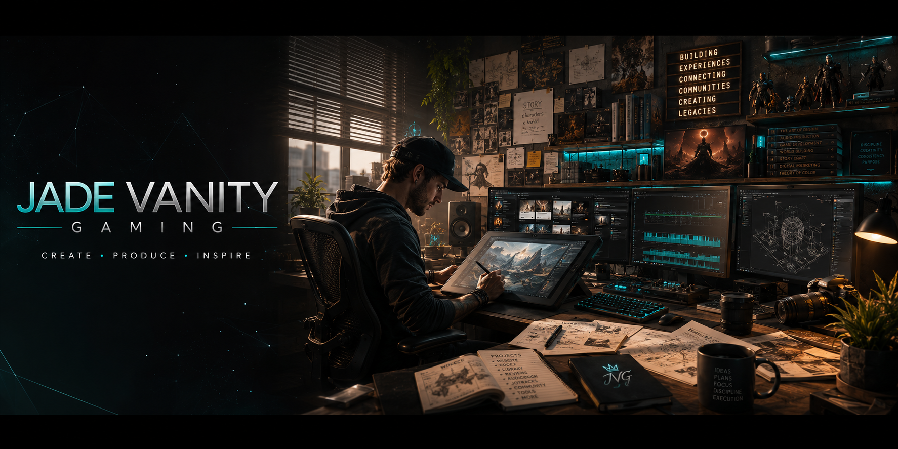 Jade Vanity Gaming creative studio where design, music, stories, websites, and community projects are created