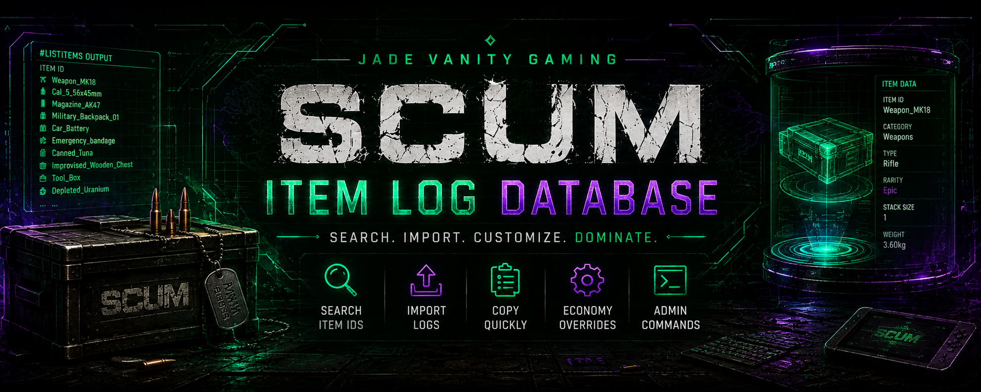 SCUM Item Log Database banner